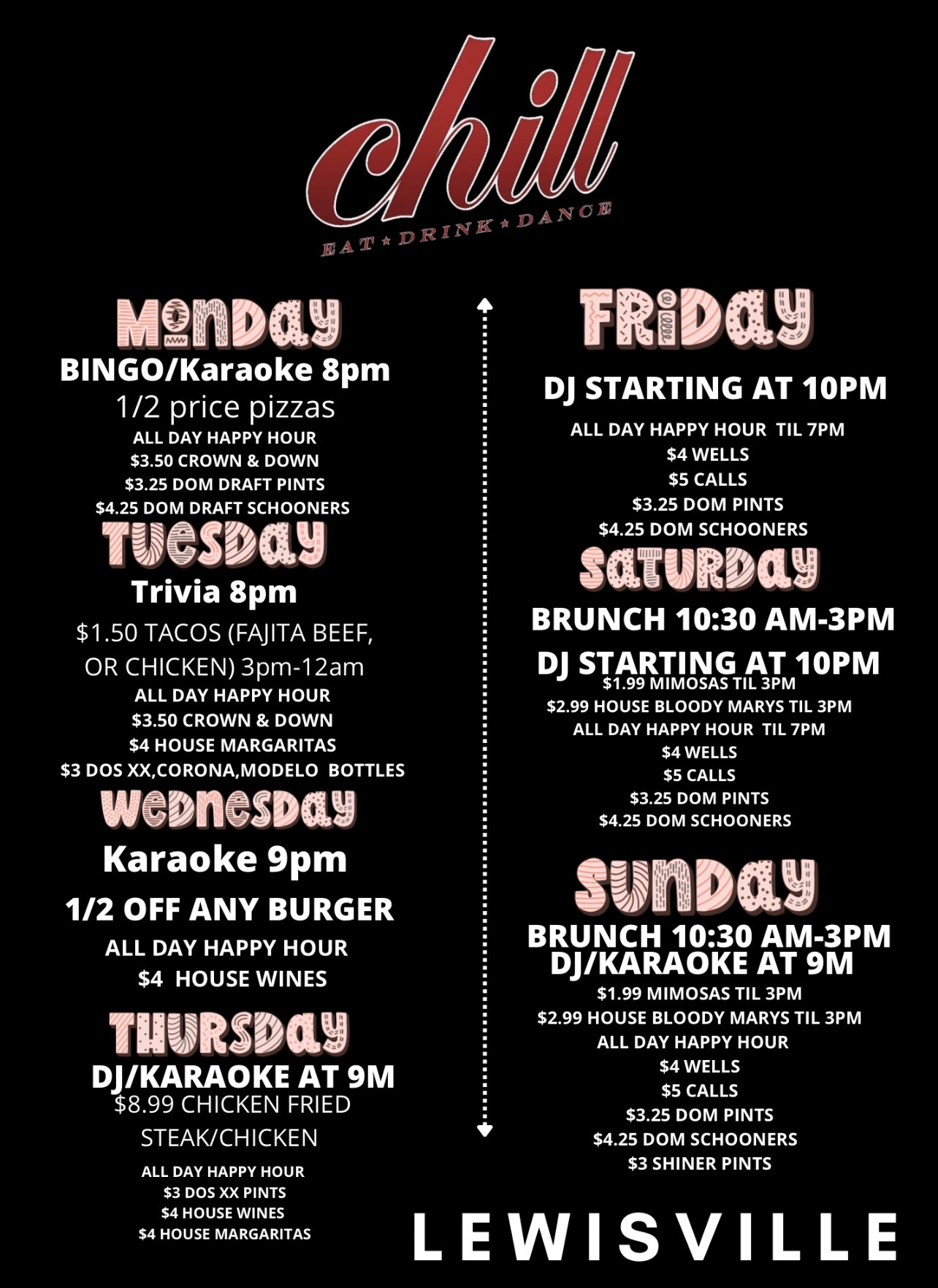 Events and live music at Chill